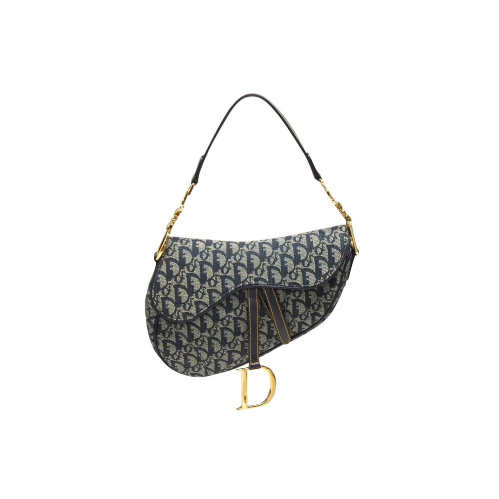 Dior Blue Trotter Bag Shoulder Galliano Navy Hobo Saddle One Christian - Picture 2 of 9